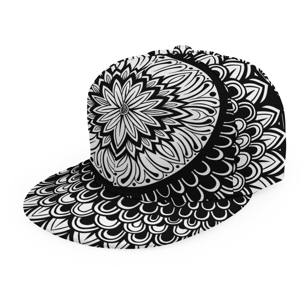 Black And White Mandala Print Snapback Cap