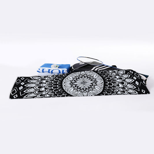 Black And White Mandala Print Sports Towel