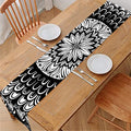 Black And White Mandala Print Table Runner