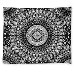 Black And White Mandala Print Tapestry