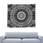 Black And White Mandala Print Tapestry
