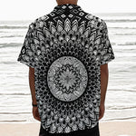 Black And White Mandala Print Textured Short Sleeve Shirt