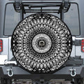 Black And White Mandala Print Tire Cover With Camera Hole