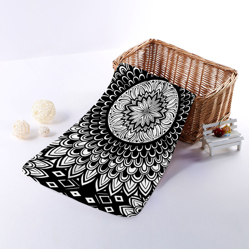 Black And White Mandala Print Towel