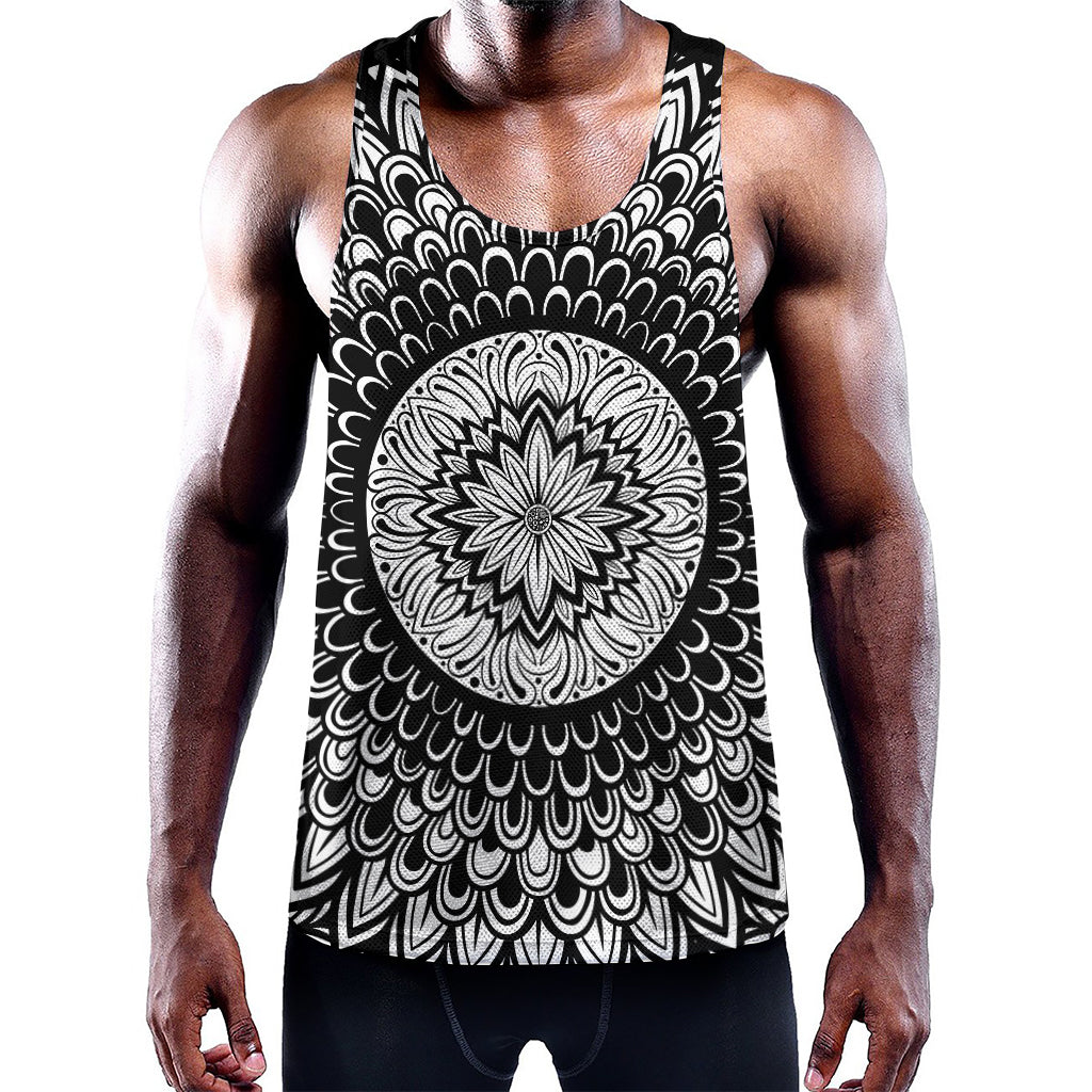 Black And White Mandala Print Training Tank Top