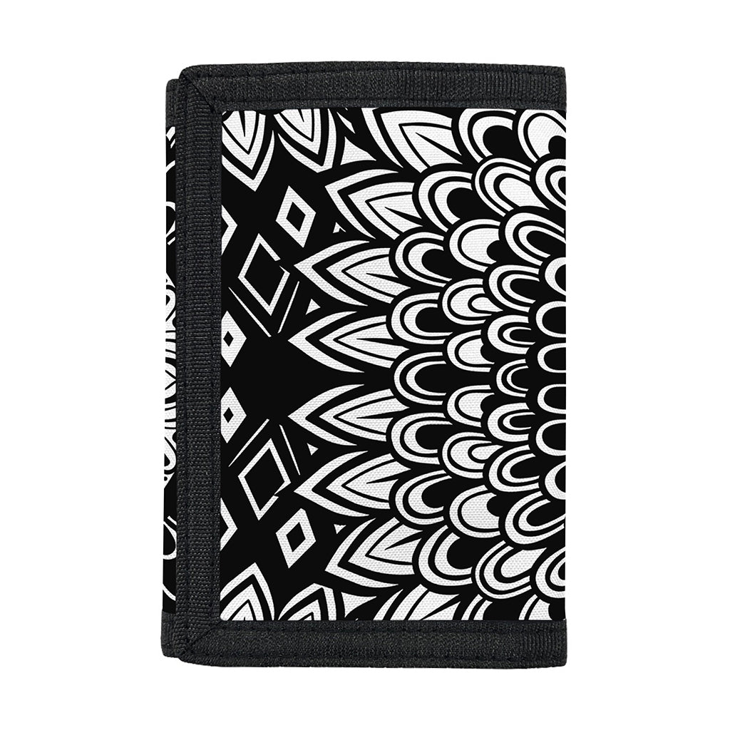 Black And White Mandala Print Trifold Wallet