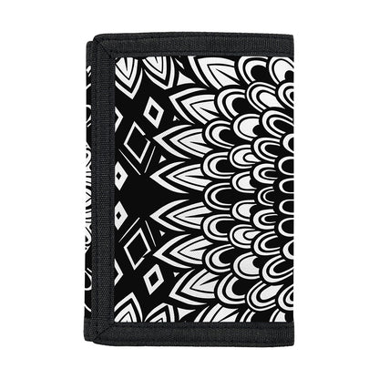 Black And White Mandala Print Trifold Wallet