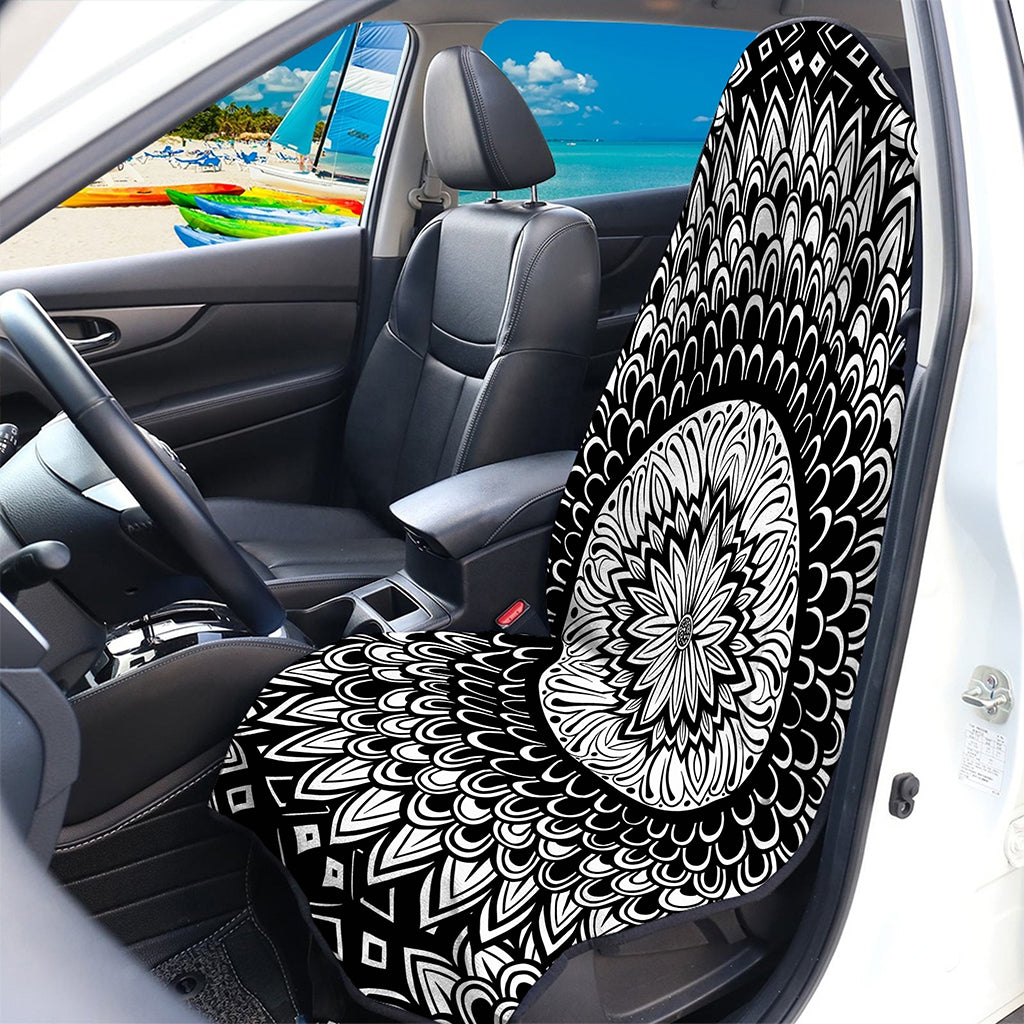 Black And White Mandala Print Waterproof Car Seat Cover
