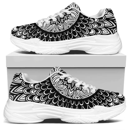 Black And White Mandala Print White Chunky Shoes