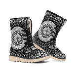 Black And White Mandala Print Winter Boots