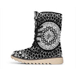 Black And White Mandala Print Winter Boots
