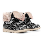 Black And White Mandala Print Winter Boots
