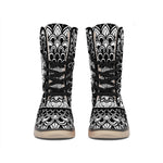 Black And White Mandala Print Winter Boots