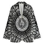 Black And White Mandala Print Women's Blazer