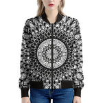 Black And White Mandala Print Women's Bomber Jacket