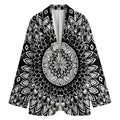 Black And White Mandala Print Women's Cotton Blazer