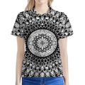 Black And White Mandala Print Women's Polo Shirt