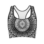 Black And White Mandala Print Women's Sports Bra