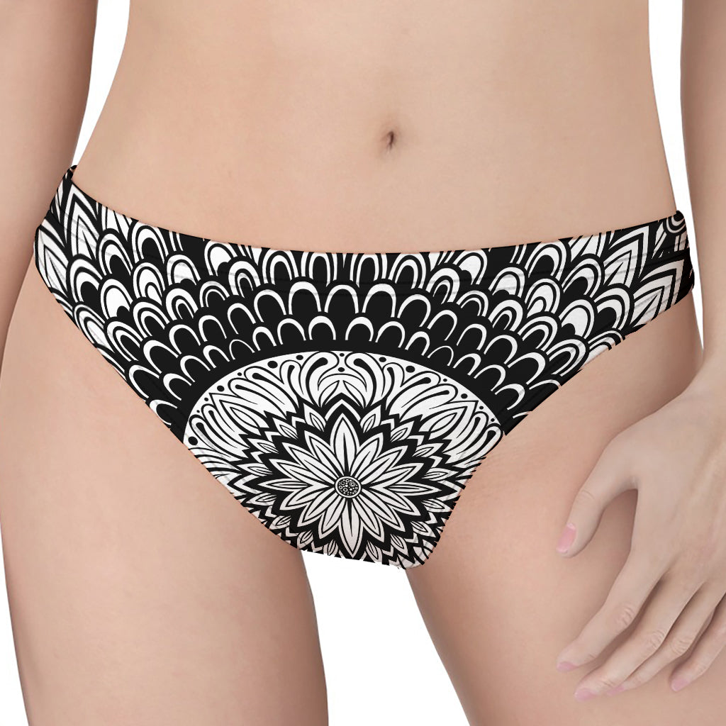 Black And White Mandala Print Women's Thong