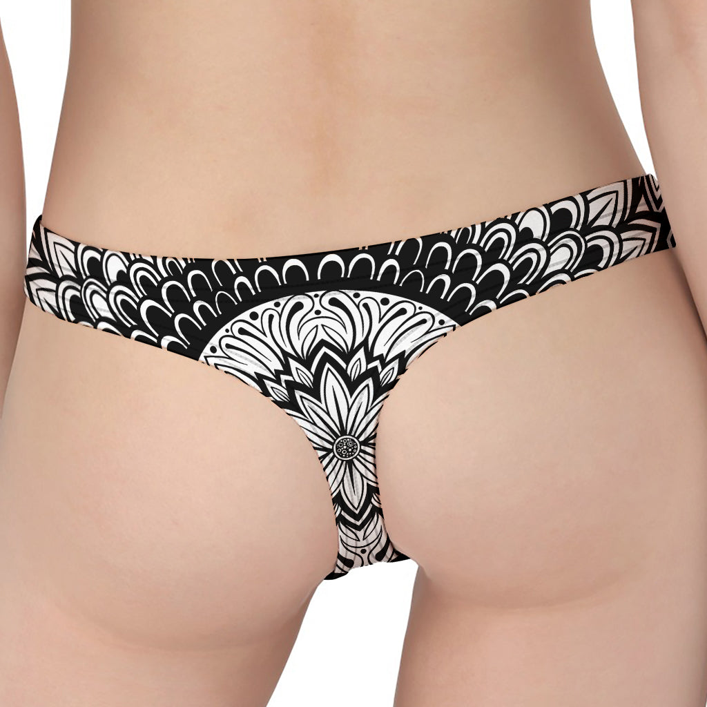 Black And White Mandala Print Women's Thong