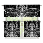 Black And White Mantis Spirit Print 3 Piece Kitchen Curtains