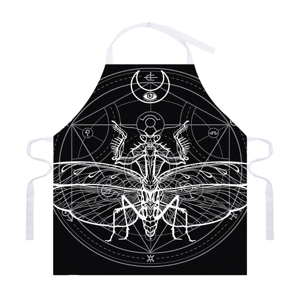 Black And White Mantis Spirit Print Adjustable Apron