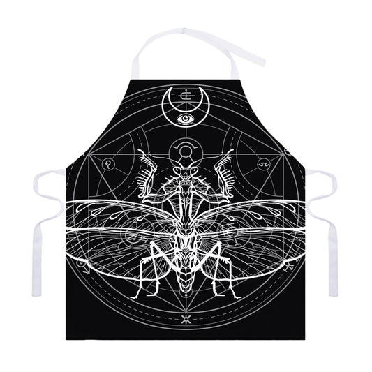 Black And White Mantis Spirit Print Adjustable Apron