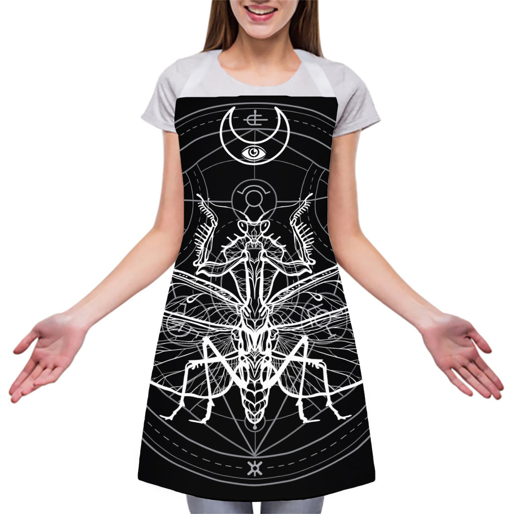 Black And White Mantis Spirit Print Adjustable Apron