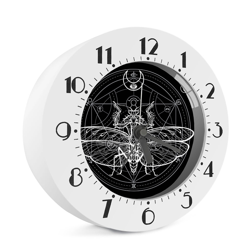 Black And White Mantis Spirit Print Alarm Clock