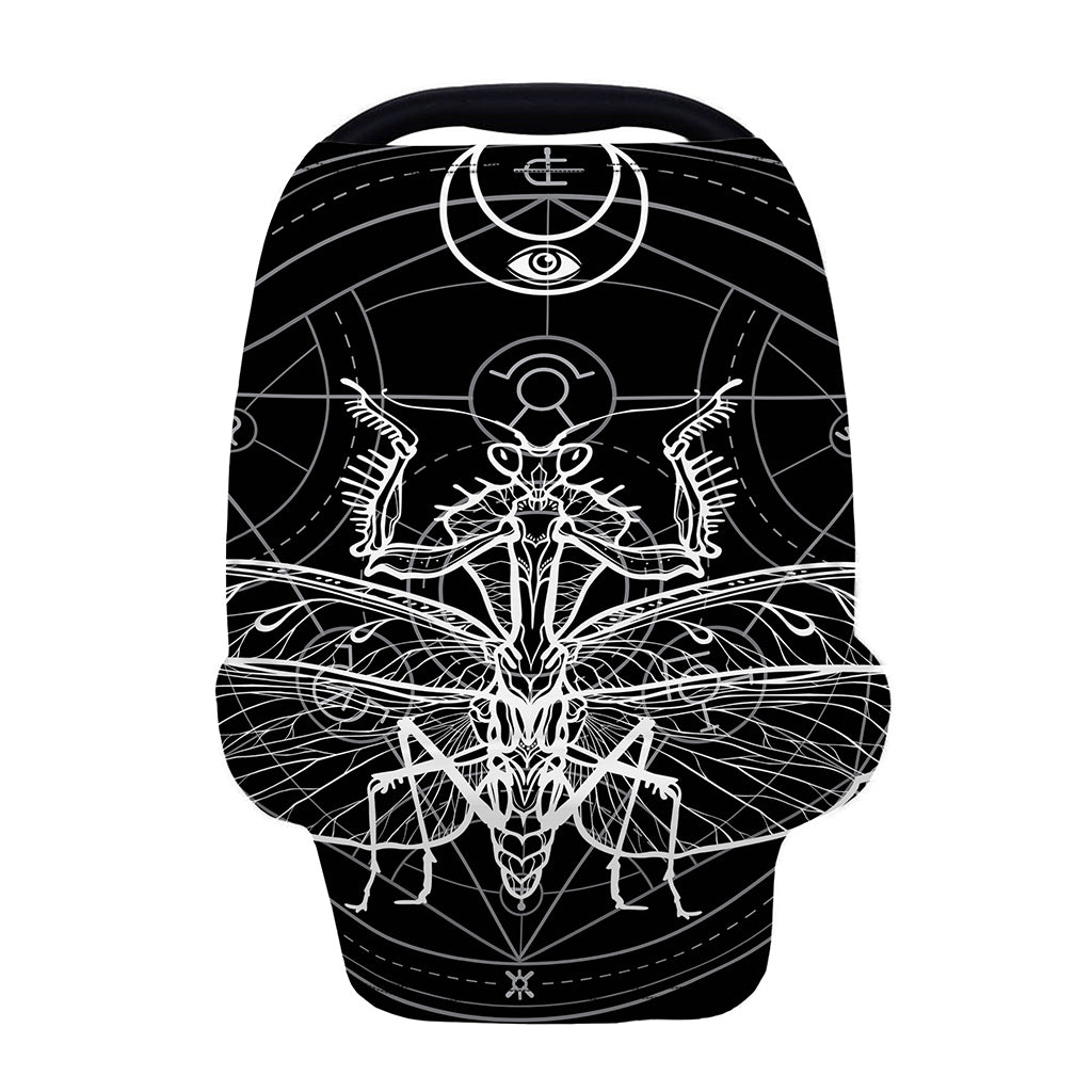 Black And White Mantis Spirit Print Baby Seat Cover