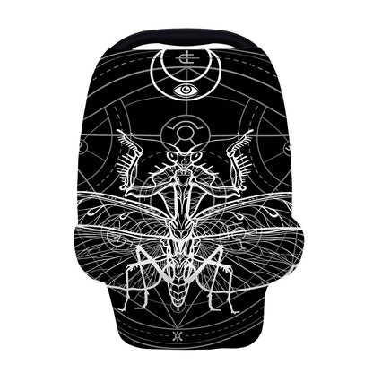 Black And White Mantis Spirit Print Baby Seat Cover