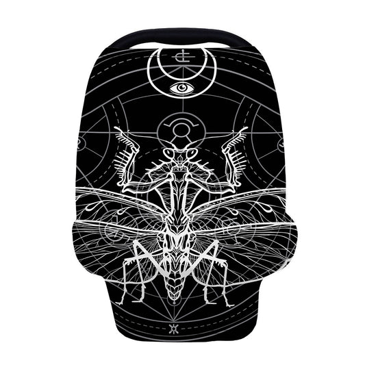 Black And White Mantis Spirit Print Baby Seat Cover
