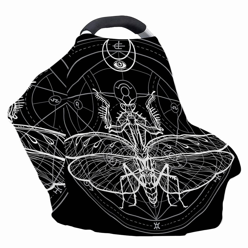 Black And White Mantis Spirit Print Baby Seat Cover