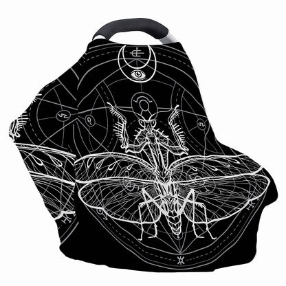 Black And White Mantis Spirit Print Baby Seat Cover