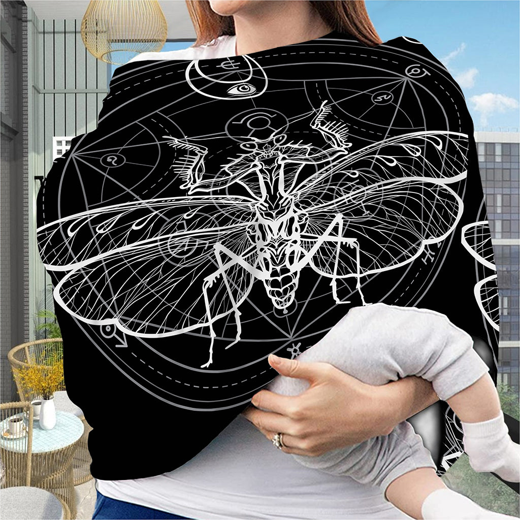 Black And White Mantis Spirit Print Baby Seat Cover