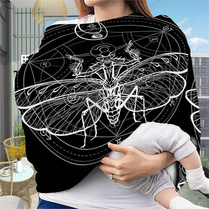 Black And White Mantis Spirit Print Baby Seat Cover