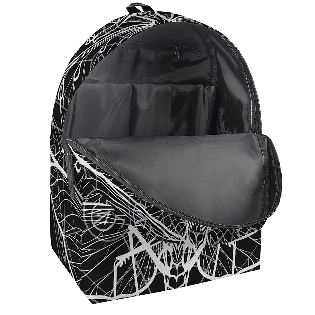 Black And White Mantis Spirit Print Backpack