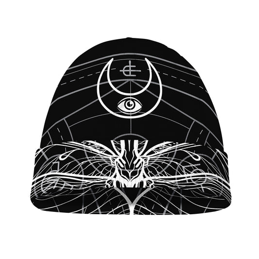 Black And White Mantis Spirit Print Beanie