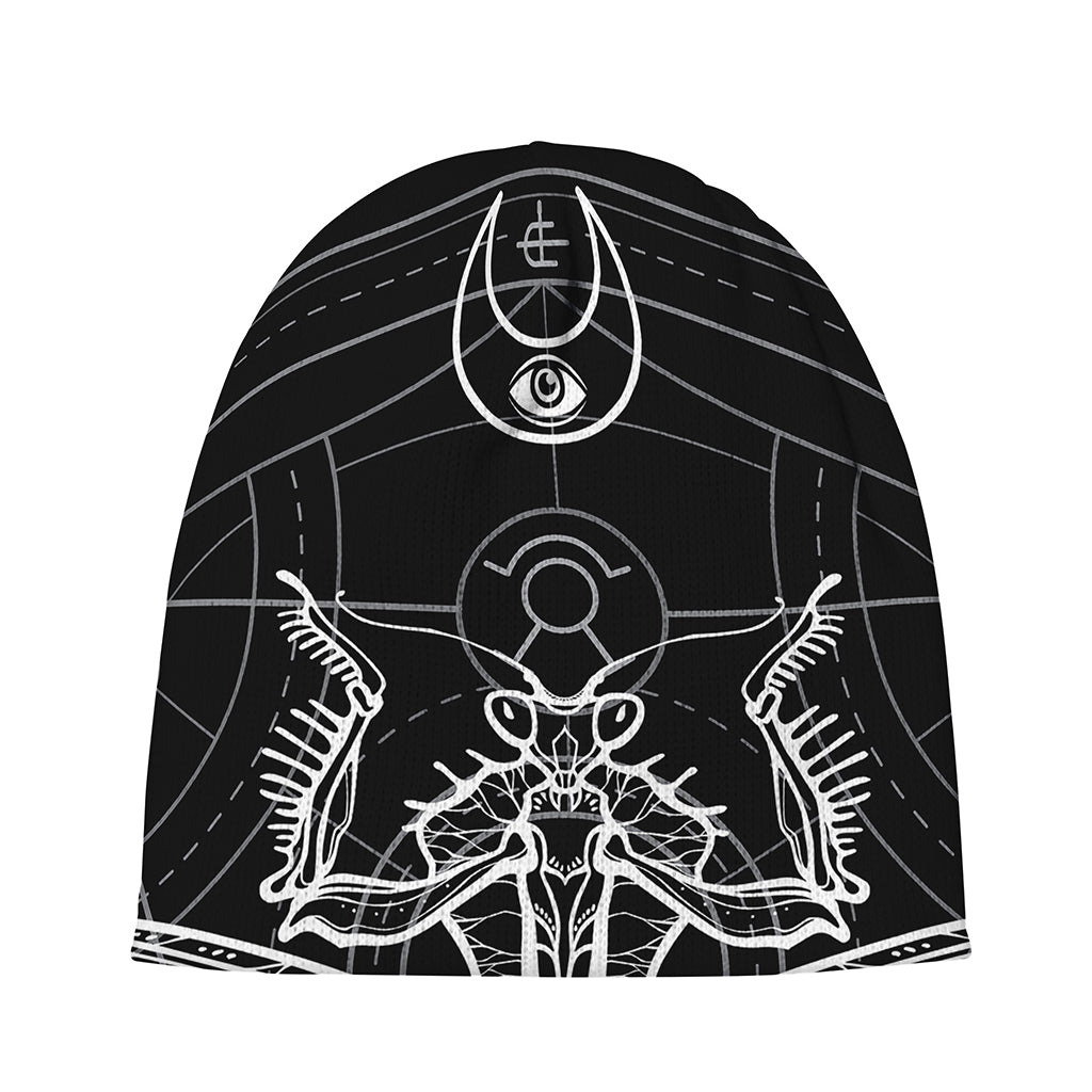Black And White Mantis Spirit Print Beanie