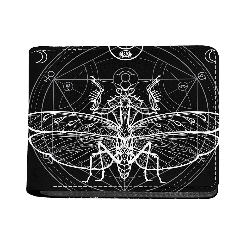 Black And White Mantis Spirit Print Bifold Wallet