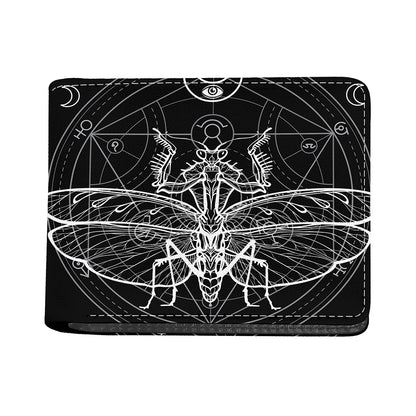 Black And White Mantis Spirit Print Bifold Wallet