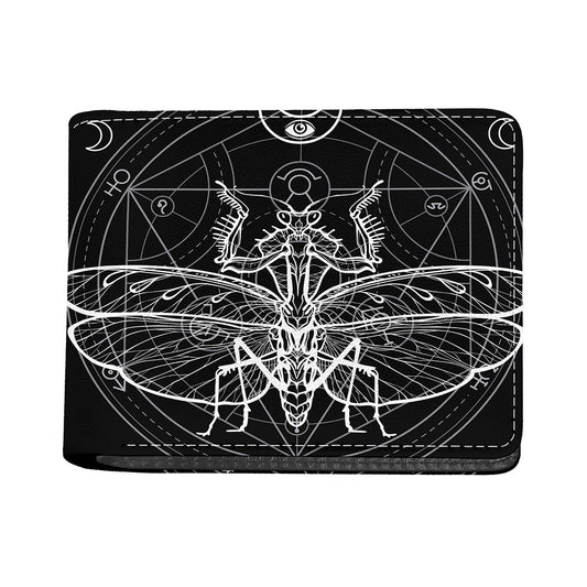 Black And White Mantis Spirit Print Bifold Wallet