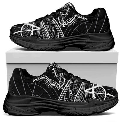Black And White Mantis Spirit Print Black Chunky Shoes