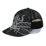 Black And White Mantis Spirit Print Black Mesh Trucker Cap
