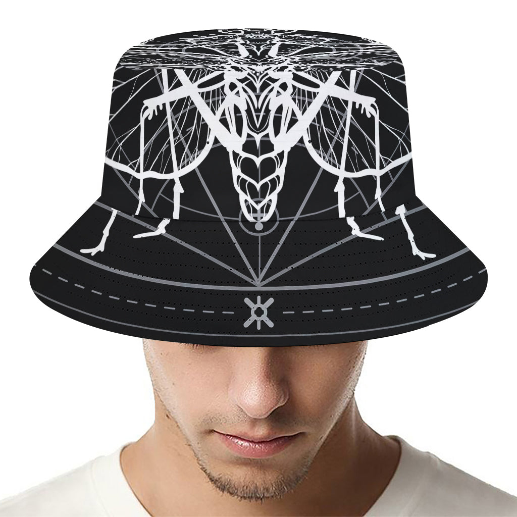 Black And White Mantis Spirit Print Bucket Hat