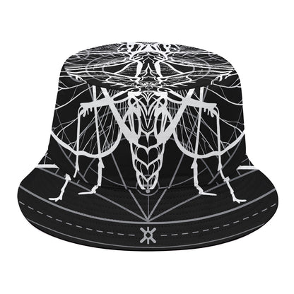 Black And White Mantis Spirit Print Bucket Hat