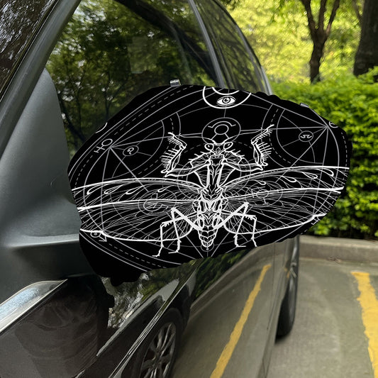 Black And White Mantis Spirit Print Car Side Mirror Covers