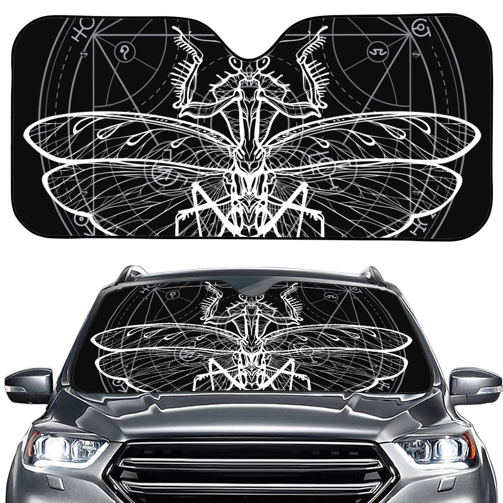 Black And White Mantis Spirit Print Car Windshield Sun Shade
