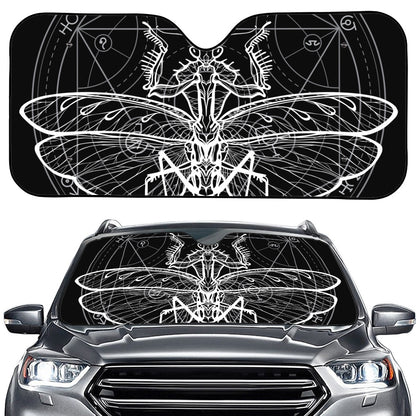 Black And White Mantis Spirit Print Car Windshield Sun Shade