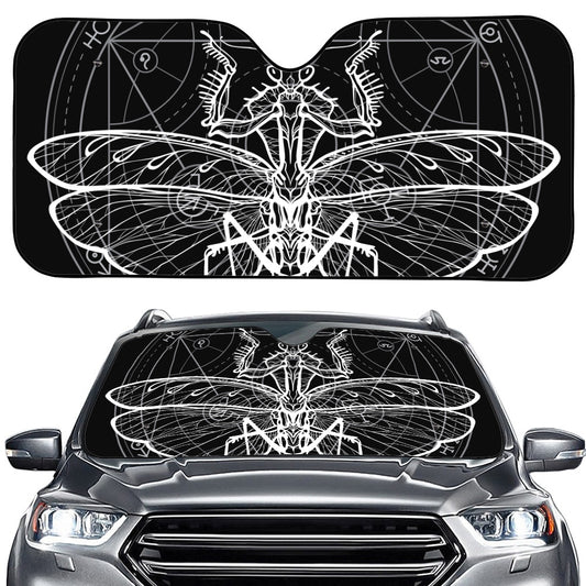 Black And White Mantis Spirit Print Car Windshield Sun Shade